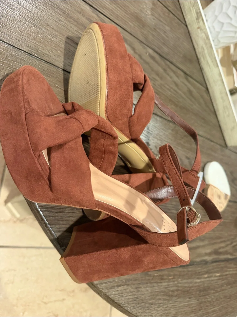 a new day Rust Brown Knot Front Slingback Heels